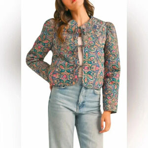 Nadia Vintage Quilted Jacket Cardigan  in Navy Size Small